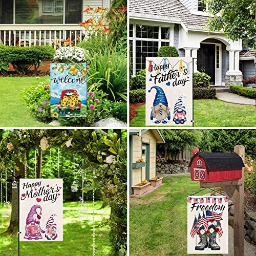 Seasonal Garden Flags Set of 12 Spring Summer Garden Flags 12x18 Double Sided 4th of July Garden Flag Patriotic Small Yard Flag Burlap Holiday Garden Flag Farmhouse Welcome Garden Flags for Outside