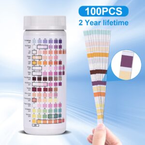 Water Test Strips, 16 in 1 Water Testing Kits for Drinking Water 100 PCS Rapid Test Strips Detect Hardness, Lead,Chlorine,pH, Nitrate,Iron and More Home Water Test Kit for Well, Tap, and Pool Water