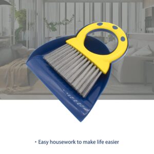 Mini Dustpan Set of Collecting Tray and Brush Small Dustpan and Brush Set(Deep Blue)