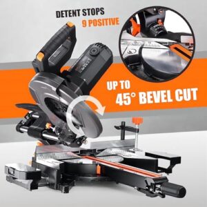 ENGiNDOT Sliding Miter Saw,10",4500&3200 RPM,3 Blades,Laser Guide, 15-Amp, Bevel Cut (0°- 45°) for Wood, PVC or Soft Metal Cutting Compound Miter Saw