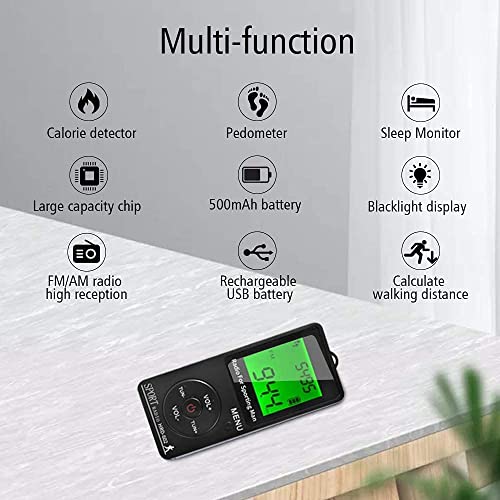 AM FM Portable Pocket Radio, Digital Tuning Volume with Earphone Rechargeable Battery AM FM Stereo Portable Radio for Walking, Mowing, Jogging