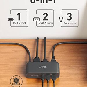 Anker USB C Power Strip, 521 Power Strip with 3 Outlets and 30W USB C Charger for iPhone14/13,5 ft Extension Cord, Power Delivery High-Speed Charging Station for Dorm Room, Office, and Home