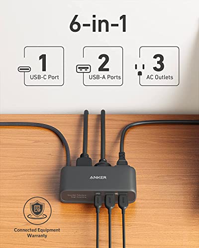 Anker USB C Power Strip, 521 Power Strip with 3 Outlets and 30W USB C Charger for iPhone14/13,5 ft Extension Cord, Power Delivery High-Speed Charging Station for Dorm Room, Office, and Home