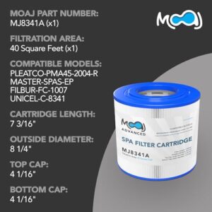 MOAJ Advanced Spa Filter Replaces PMA45-2004-R, Filbur FC-1007, Unicel C-8341, Master Spas EP40, X238330, X268325, X268330, APCC7156M, APCC7494 | 7 3/16" x 8 1/4" | Washable & Reusable | Based in USA