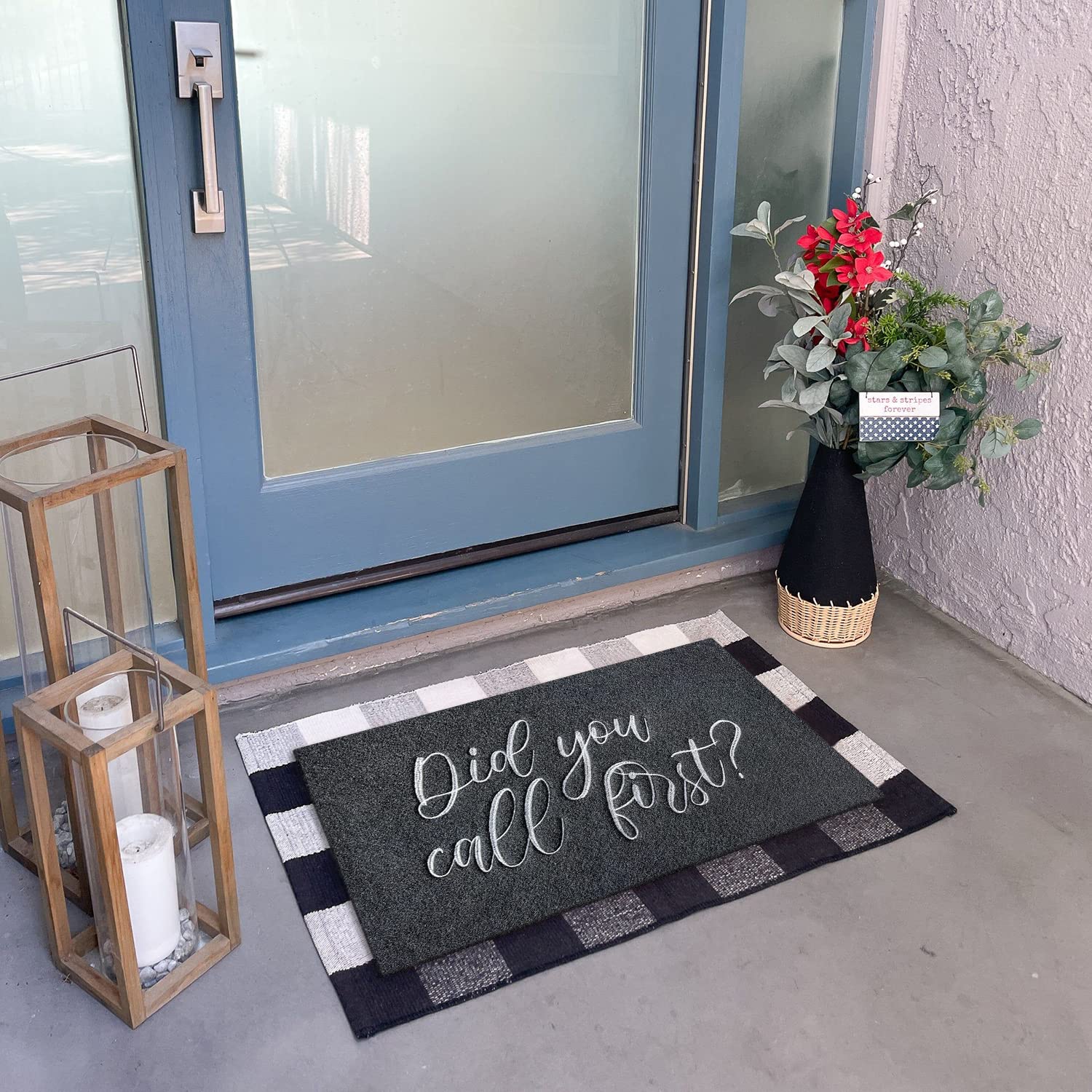 Did You Call First Doormat Entry Welcome Mat for Front Door Outside Entryway Funny Doormat Non Slip Rubber Backing Heavy Duty Low Profile Mats for Entry Patio