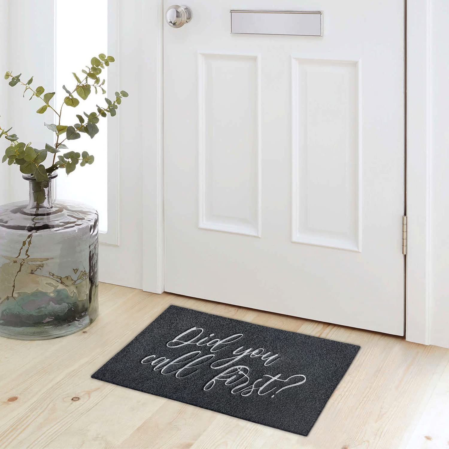 Did You Call First Doormat Entry Welcome Mat for Front Door Outside Entryway Funny Doormat Non Slip Rubber Backing Heavy Duty Low Profile Mats for Entry Patio