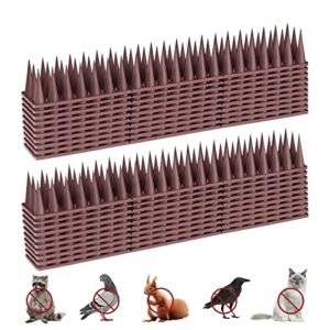 bird spikes, plastic bird deterrent spikes for pigeons and other small birds, anti bird spikes for outside to keep birds away,use for outdoor roof and railing (20 pack) (brown)