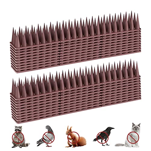 Bird Spikes, Plastic Bird Deterrent Spikes for Pigeons and Other Small Birds, Anti Bird Spikes for Outside to Keep Birds Away,Use for Outdoor Roof and Railing (20 Pack) (Brown)