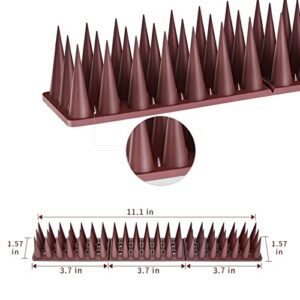 Bird Spikes, Plastic Bird Deterrent Spikes for Pigeons and Other Small Birds, Anti Bird Spikes for Outside to Keep Birds Away,Use for Outdoor Roof and Railing (20 Pack) (Brown)
