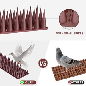 Bird Spikes, Plastic Bird Deterrent Spikes for Pigeons and Other Small Birds, Anti Bird Spikes for Outside to Keep Birds Away,Use for Outdoor Roof and Railing (20 Pack) (Brown)