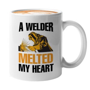 bubble hugs welder mug white 11oz - a welder melted my heart - specialize judging your welds machine welding fabricator