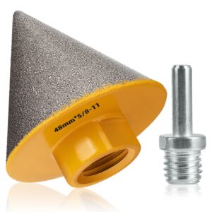 diamond beveling chamfer bits diamond countersink drill bit for existing holes enlarging shaping trimming in tile marble glass granite ceramic 1-7/8"(48mm) dia with 5/8-11" thread adapter