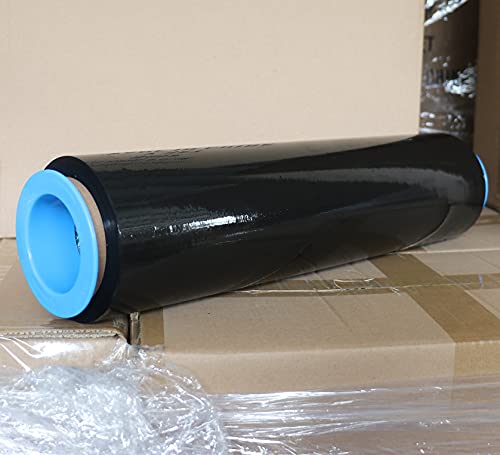 BOMEI PACK Black Stretch Wrap Industrial Strength with Plastic Handle 18" x 1000 Feet 80 Gauge 4 Pack, Black Shrink Wrap, Self-Adhering Black Plastic Wrap for Shipping, Moving