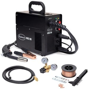 eastwood 30-90 amp 120v mig welder machine for mig and flux welding | portable welding machine with gas regulator and spool of wire | perfect for beginners and diy project enthusiast