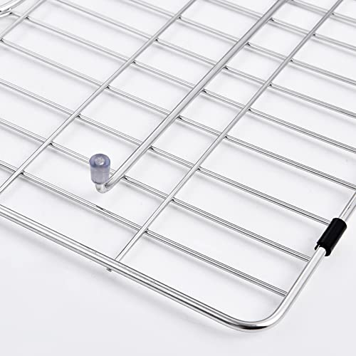 TRUSTMI Sinks Protector for Kitchen Sink Stainless Steel Protective Bottom Grid Single Bowl Middle Drain Rack, 24 x 12.5 inches, Silver