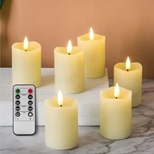 girimax ivory flameless votive candles with remote, real wax flickering led pillar candles battery included Φ 2" h 3"