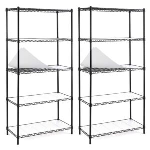 ezpeaks 2-pack 5-shelf shelving unit with 5-shelf liners, adjustable, steel wire shelves, 150lbs loading capacity per shelf, shelving units and storage for kitchen and garage (30w x 14d x 60h)