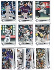 colorado rockies / 2022 topps baseball team set (series 1 and 2) with (20) cards. plus 2021 topps rockies baseball team set (series 1 and 2) with (17) cards. ***includes (3) additional bonus cards of former rockies greats todd helton, david nied and larry