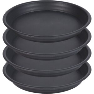 saucerhome plant saucer pot tray 6 inch, 4 packs 8 inch (7.6 inch) plastic flower planter saucers and drip trays for indoors outdoors, thick heavy sturdy durable plant plate water catcher (black)