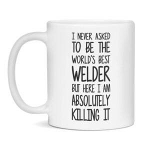 world's best welder mug, funny welder quote, 11-ounce white