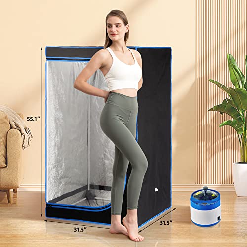 ZONEMEL Portable Steam Sauna, Personal Full Body Sauna Spa for Home Relaxation, 4 Liters 1500 Watt Steamer, Remote Control, Timer, Portable Sauna Chair (L31.5 x W31.5 x H55.1, Clear Door)