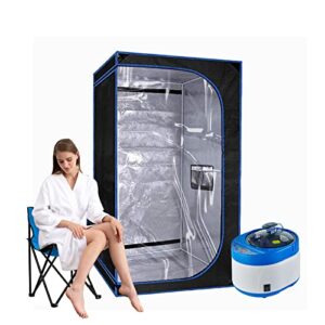 zonemel portable steam sauna, personal full body sauna spa for home relaxation, 4 liters 1500 watt steamer, remote control, timer, portable sauna chair (l31.5 x w31.5 x h55.1, clear door)