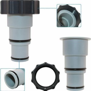 YMHYJY Replacement Hose Adapter w/Collar for Intex Above Ground Swimming Pool, 1.5" to 1.25" Hose Adapter for Threaded Pumps (2 Pieces)