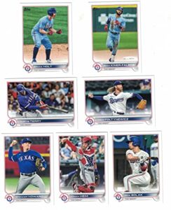 texas rangers / 2022 topps baseball team set (series 1 and 2) with (22) cards. plus 2021 topps rangers baseball team set (series 1 and 2) with (18) cards. ***includes (3) additional bonus cards of former rangers greats nolan ryan, rafael palmeiro and kenn