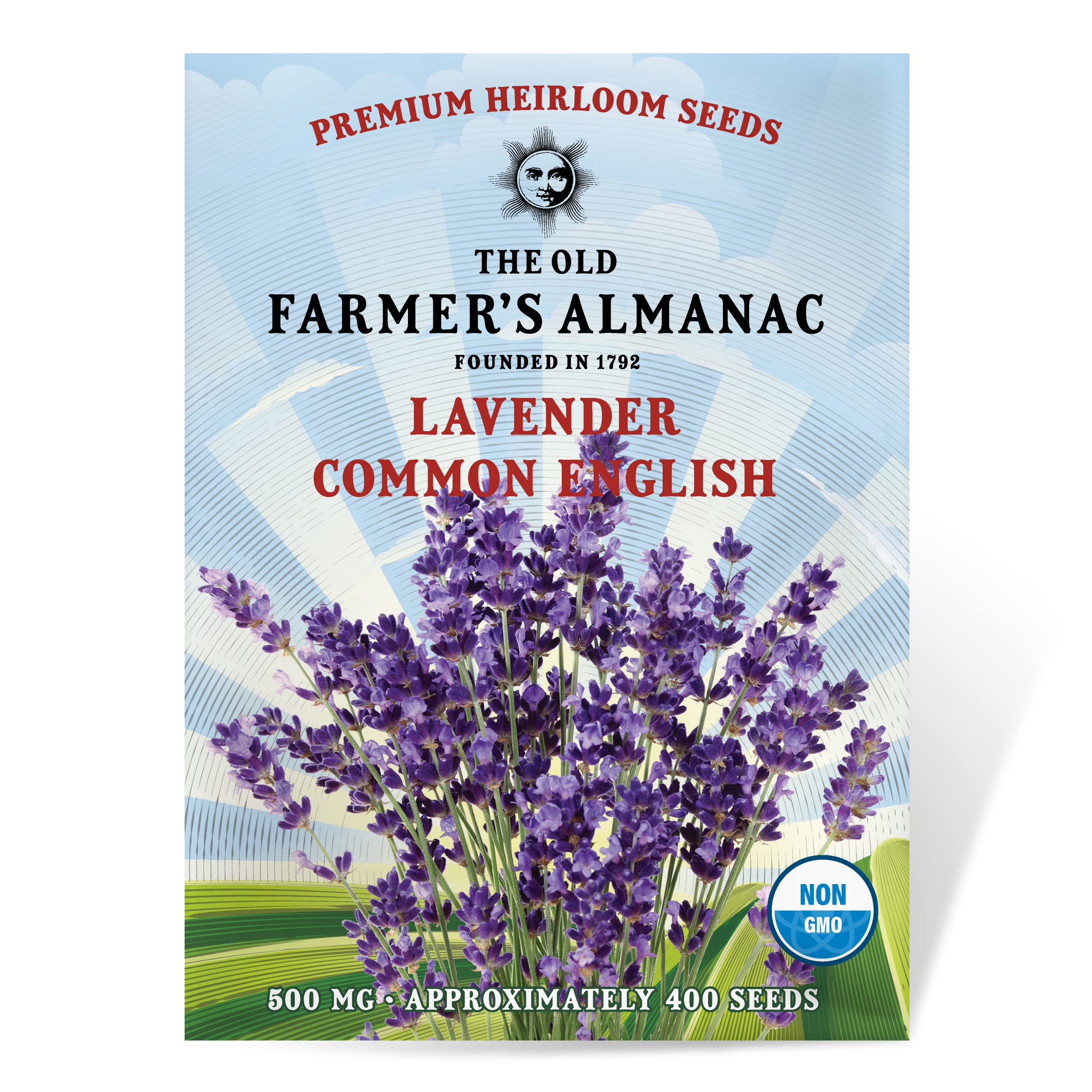 The Old Farmer's Almanac Heirloom Lavender Seeds (Common English) - Approx 360 Seeds - Non-GMO, Open Pollinated