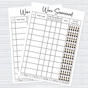 Wine Scorecard, Wine Tasting Party Supplies, 25 Wine Tasting Scorecards, Rate Your Wine