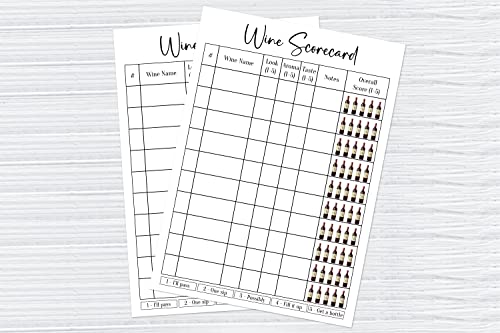 Wine Scorecard, Wine Tasting Party Supplies, 25 Wine Tasting Scorecards, Rate Your Wine