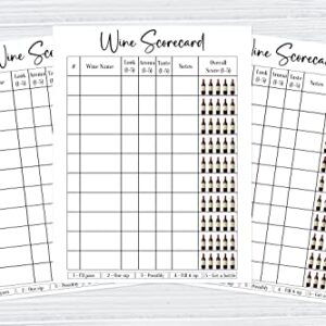 Wine Scorecard, Wine Tasting Party Supplies, 25 Wine Tasting Scorecards, Rate Your Wine