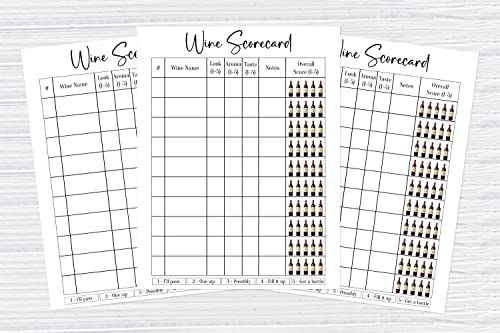 Wine Scorecard, Wine Tasting Party Supplies, 25 Wine Tasting Scorecards, Rate Your Wine