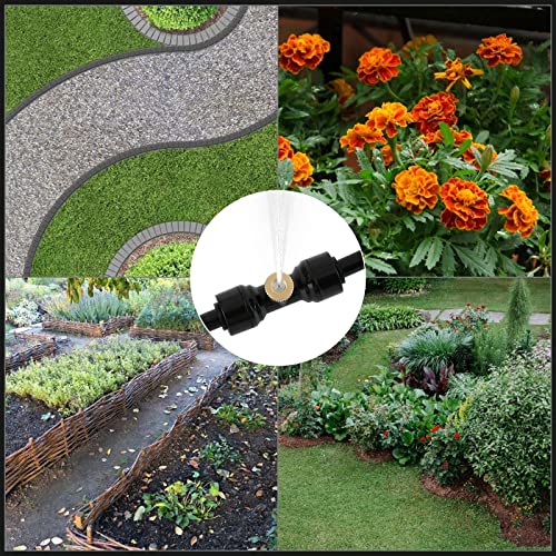 20 Pack Misting Nozzles Kit Include 20 Brass Misting Nozzles 20 Water Misting Nozzle Tees Thread 1/4 Inch and 2 Black Plug for Patio Misting System Outdoor Cooling System Garden Water Mister