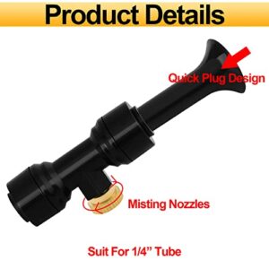 20 Pack Misting Nozzles Kit Include 20 Brass Misting Nozzles 20 Water Misting Nozzle Tees Thread 1/4 Inch and 2 Black Plug for Patio Misting System Outdoor Cooling System Garden Water Mister