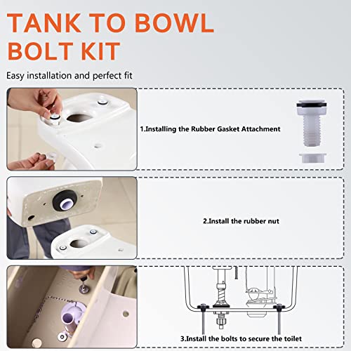 boeemi Toilet Tank Replacement kit Includes Waterproof Rubber Washer for Toilet Tank Bolts and Universal Heavy Duty Toilet Tank to Bowl Bolts