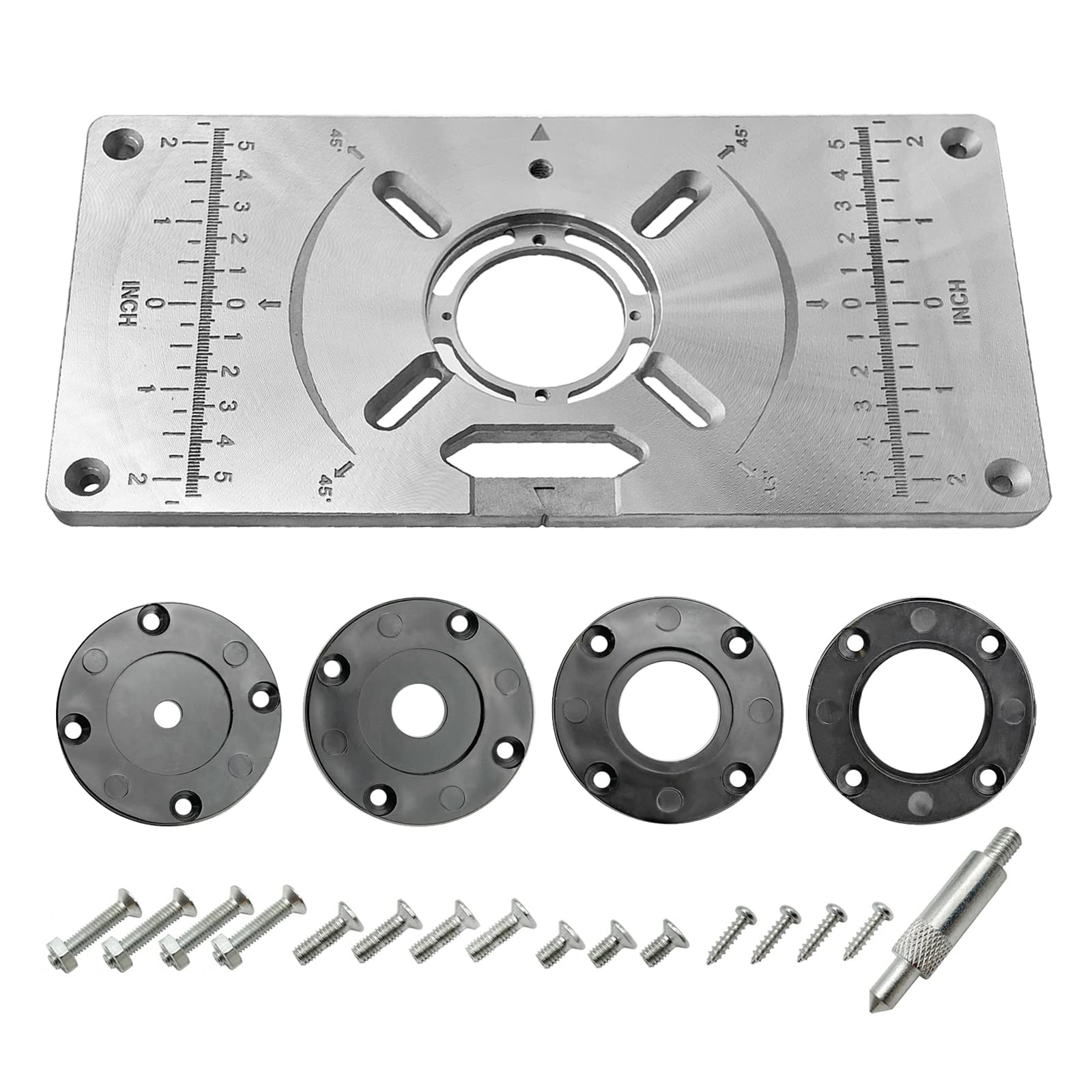 Router Table Insert Plate Table Aluminium Insert Plate Router Trimmer Woodworking Wood Router Table Insert Plate Tool Routers Bench Trimming (Silver)