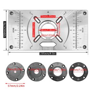 Router Table Insert Plate Table Aluminium Insert Plate Router Trimmer Woodworking Wood Router Table Insert Plate Tool Routers Bench Trimming (Silver)