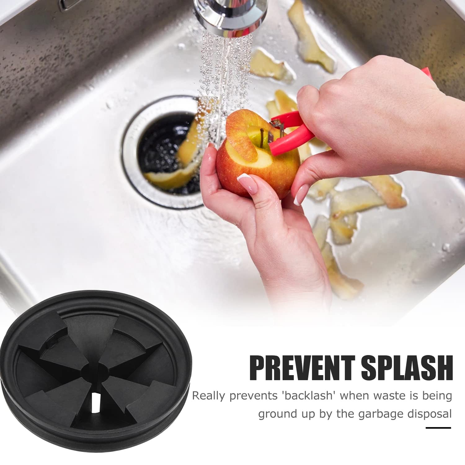 Garbage Disposal Splash Guards, 3 3/8" EPDM Rubber Drain Insert for InSinkErator Evolution Series 2023 Upgraded Rubber QCB-AM Sink Disposal Splash Guard（2-Pack）