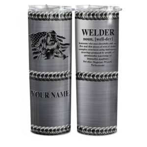 n namesiss all over printed tumbler, welder awareness skinny tumbler metal style custom your name, stainless steel tumbler 20oz, gift for him, father's day gift