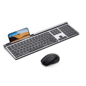 wireless keyboard and mouse combo, samsers ultra slim rechargeable dual-mode (bluetooth 5.0x2 +2.4g) silent keyboard and mouse set, multi-device full-size compact design for macos/ios/android/windows