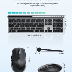 Wireless Keyboard and Mouse Combo, Samsers Ultra Slim Rechargeable Dual-Mode (Bluetooth 5.0x2 +2.4G) Silent Keyboard and Mouse Set, Multi-Device Full-Size Compact Design for MacOS/iOS/Android/Windows