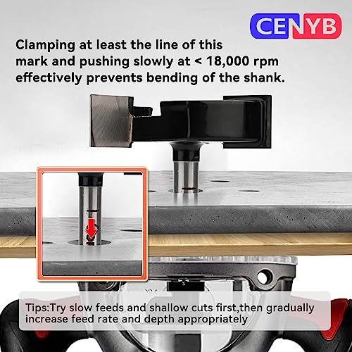 CENYB CNC Spoilboard Surfacing Router Bits,4 Teeth 1/4 inch Shank 2 inch Cutting Dia with Router Collet for Woodworking Tools