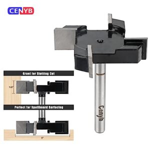 CENYB CNC Spoilboard Surfacing Router Bits,4 Teeth 1/4 inch Shank 2 inch Cutting Dia with Router Collet for Woodworking Tools