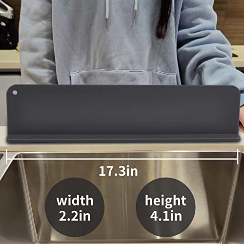 Kitchen Sink Splash Guard - Silicone Splash Guard for Water Sink, Bathtub, Faucet, Sink Backsplash Guard Behind Faucet (17.3 x 4.1 Inch) – Grey