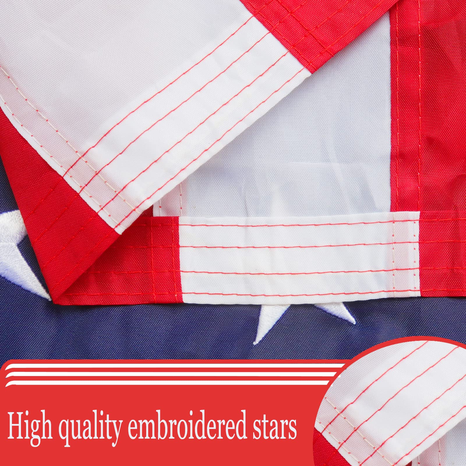 American Flags for Outside 3x5 USA Flag Made in USA Embroidered Stars Heavy Duty US Flag Banner for High Winds Sewn Stripes Oxford Cloth Header with 4 Rows Stitched Edge