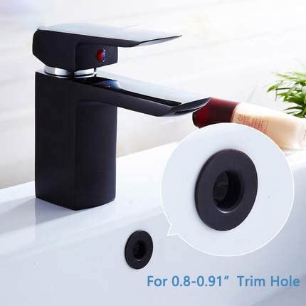 Sink Overflow Trim Ring 2 Packs, Bathroom Kitchen Sink Basin Overflow Sink Hole Cover Solid Weight, Fit for 0.8 Inch-0.91 Inch Sink Trim Holes, Copper, Matte Black