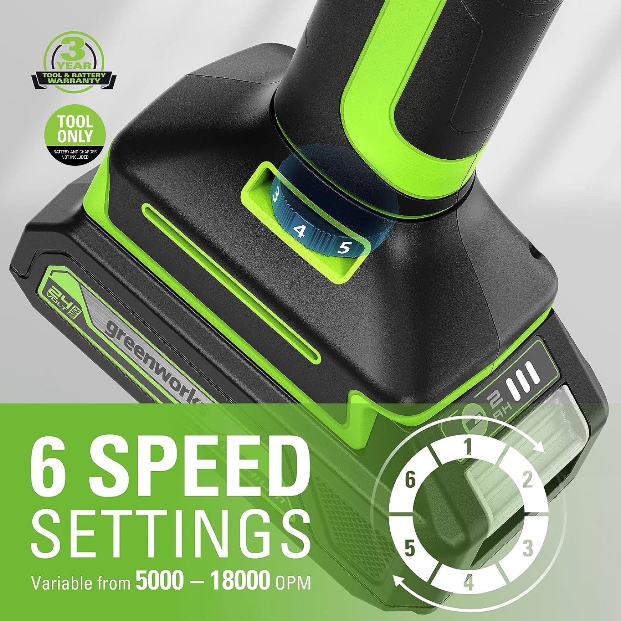 Greenworks 24V Cordless Multi-Tool, Oscillating Tool for Cutting/Nailing/Scraping/Sanding with 6 Variable Speed Control, With 13 Accessories, Battery and Charger Sold Separately