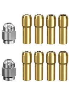 collet set for dremel, 10pcs replacement 4485 brass quick change rotary drill nut tool set (1/8" x 2, 3/32" x 2, 1/16" x 2, 1/32" x 2）