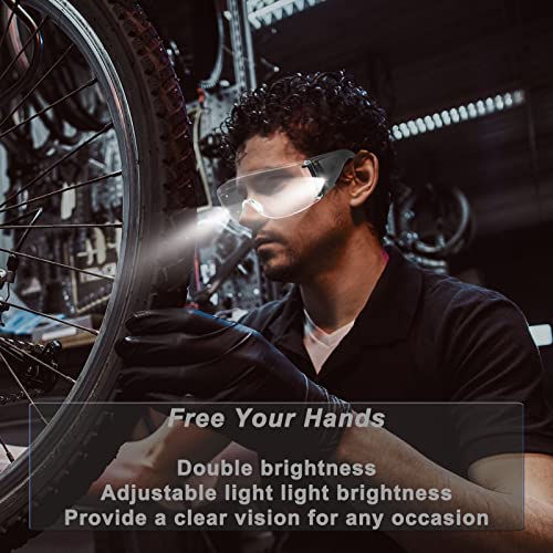 Anti Fog Safety Glasses With Lights For Women And Men - Night Work Goggles Over Eyeglasses , Anti Scratch Clear Lens Rechargeable Use In The Lab, Shooting, Welders, Woodworking